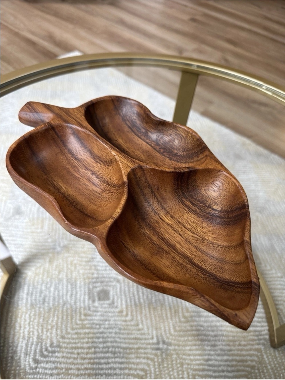 Vtg 13"× 7" Leilani Monkey Pod Wood Tray Bowl Platter Hand Crafted MCM Tiki Boho